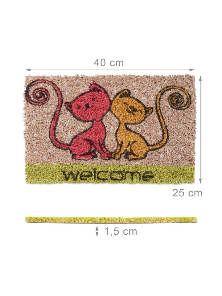 relaxdays Fußmatte Katzen in Bunt - (B)40 x (T)25 cm günstig kaufen onesize