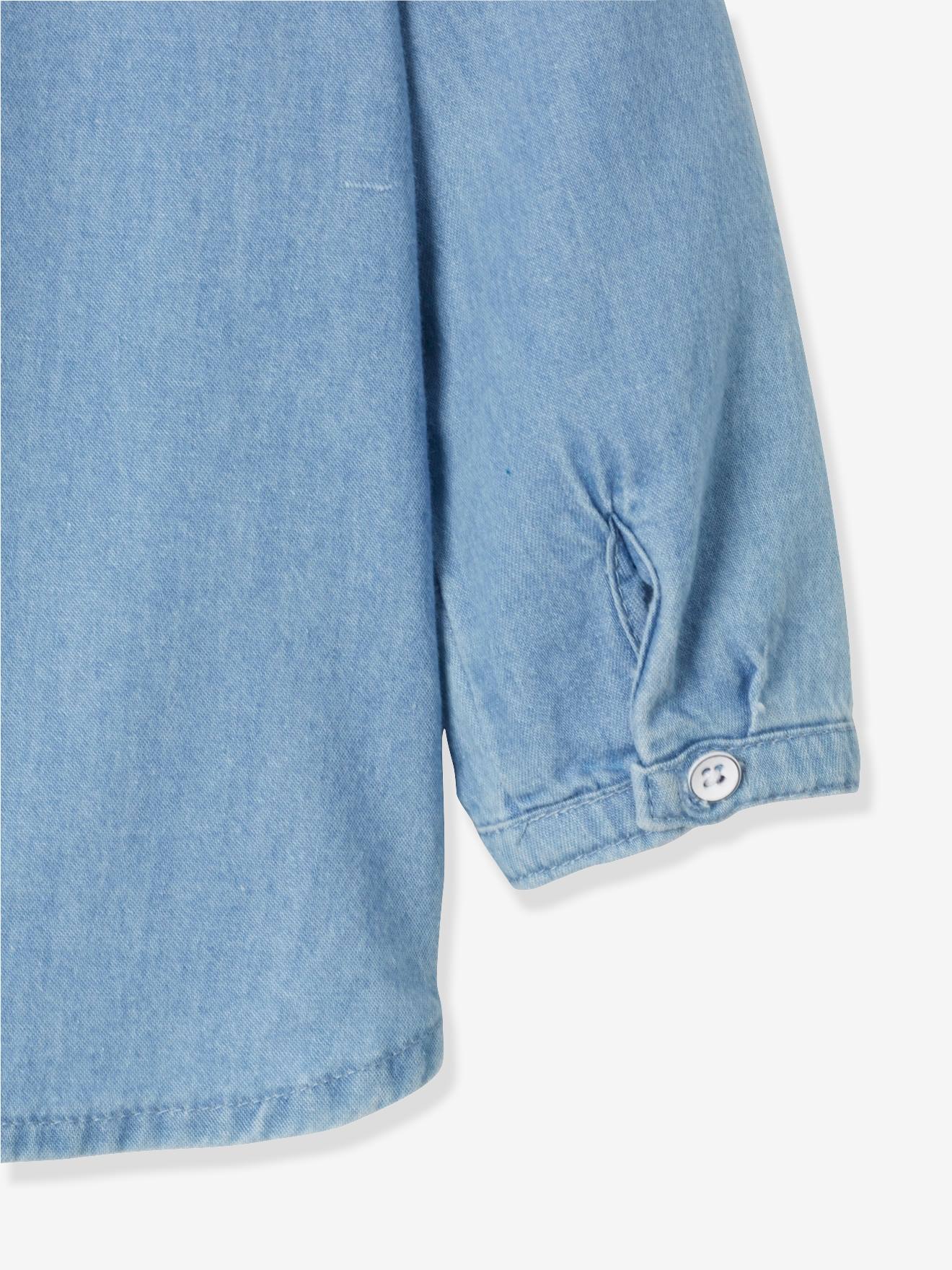 Vertbaudet Mädchen Baby Jeansbluse Oeko-Tex, personalisierbar - bleached
