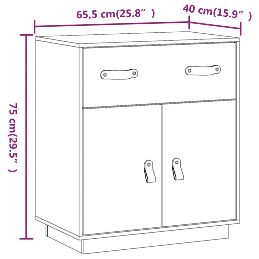 vidaXL Sideboard Sideboard Weiß 65,5x40x75 cm Massivholz Kiefer (1 St)