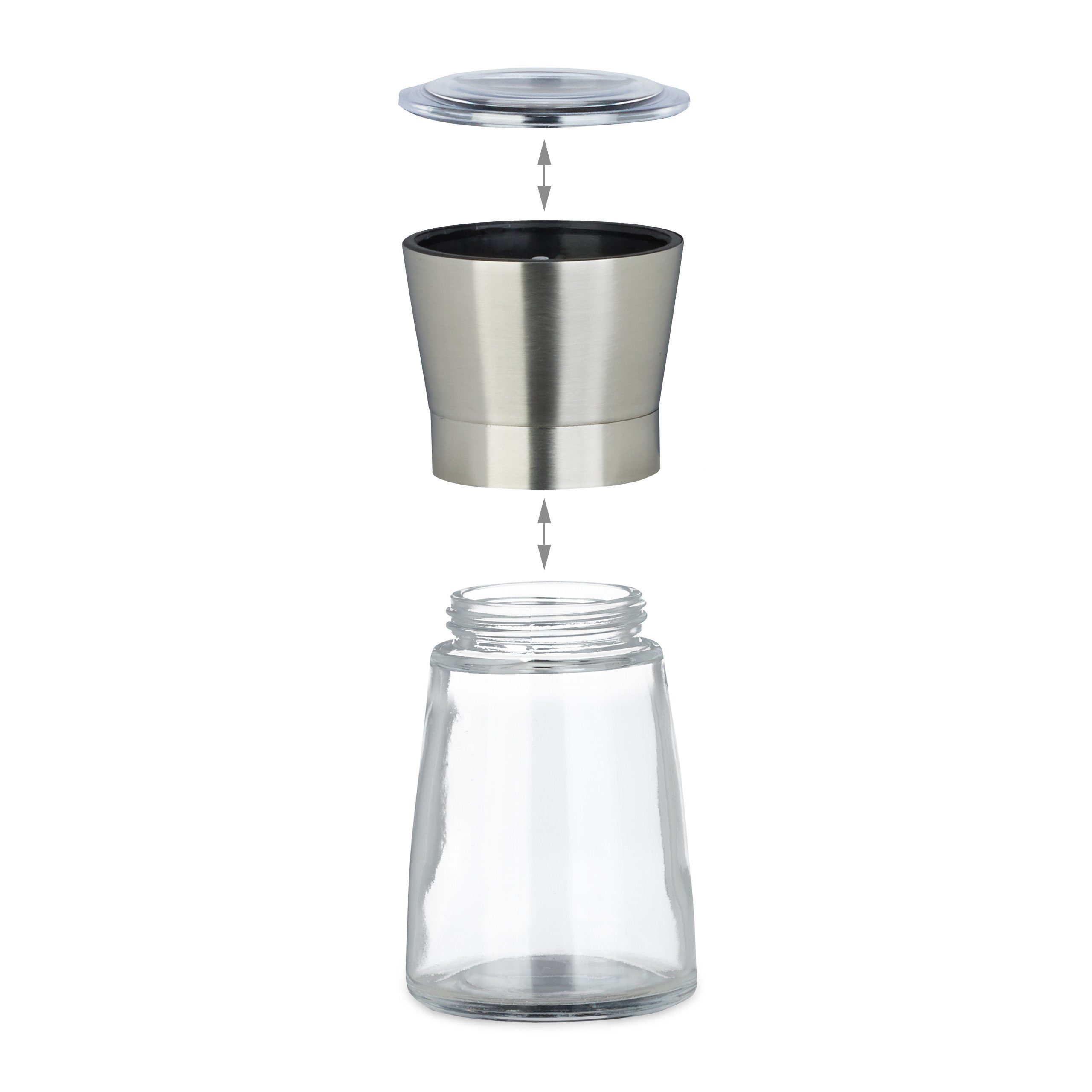 relaxdays Pfeffermühle Pfeffermühle Glas Design 2er Set