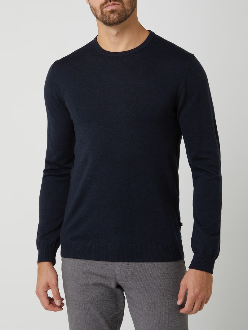 Pullover aus Merinowolle Modell 'Margrate' in marineblau