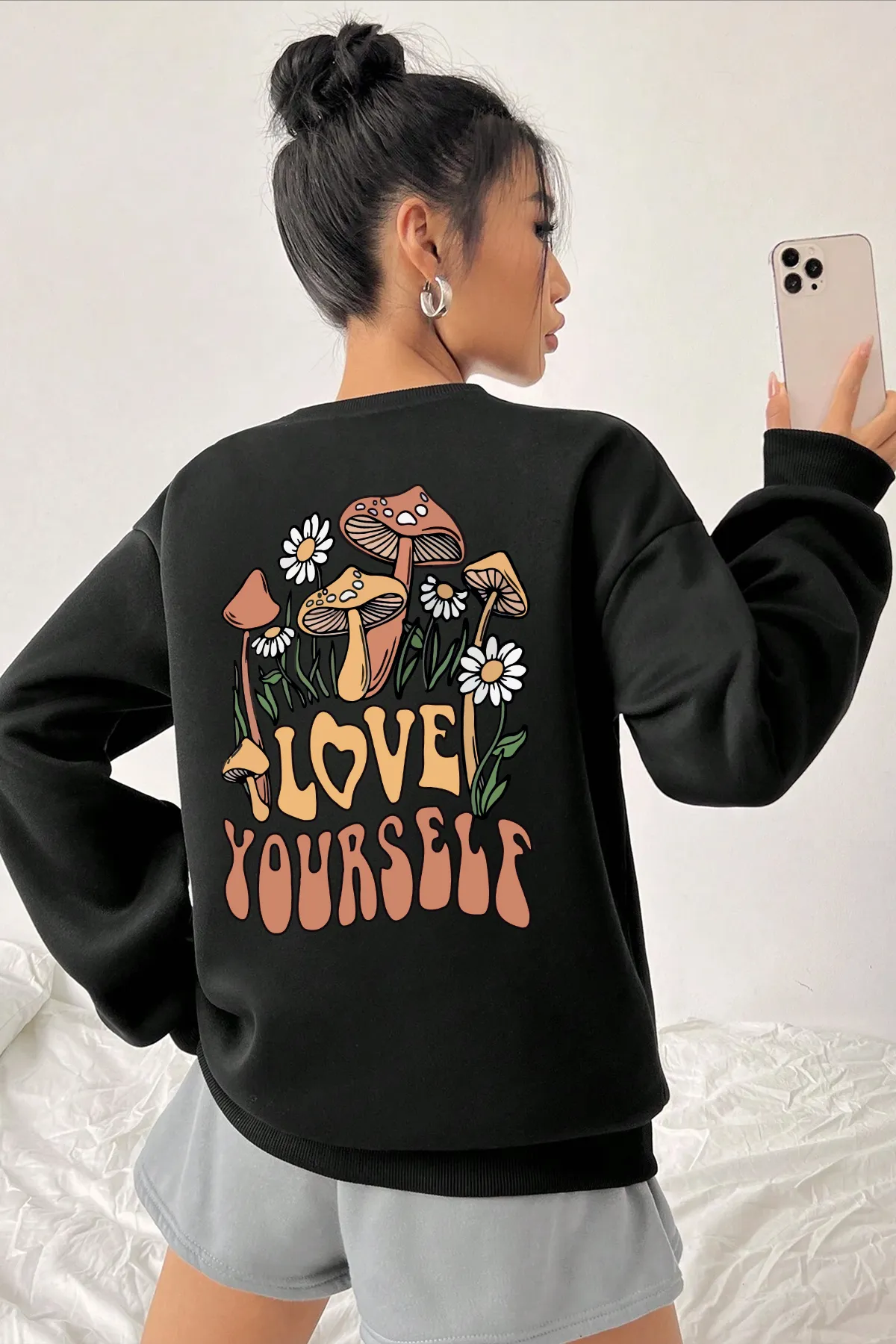 uyguntarz  Unisex-Sweatshirt mit Rundhalsausschnitt und süßem Katzenprint