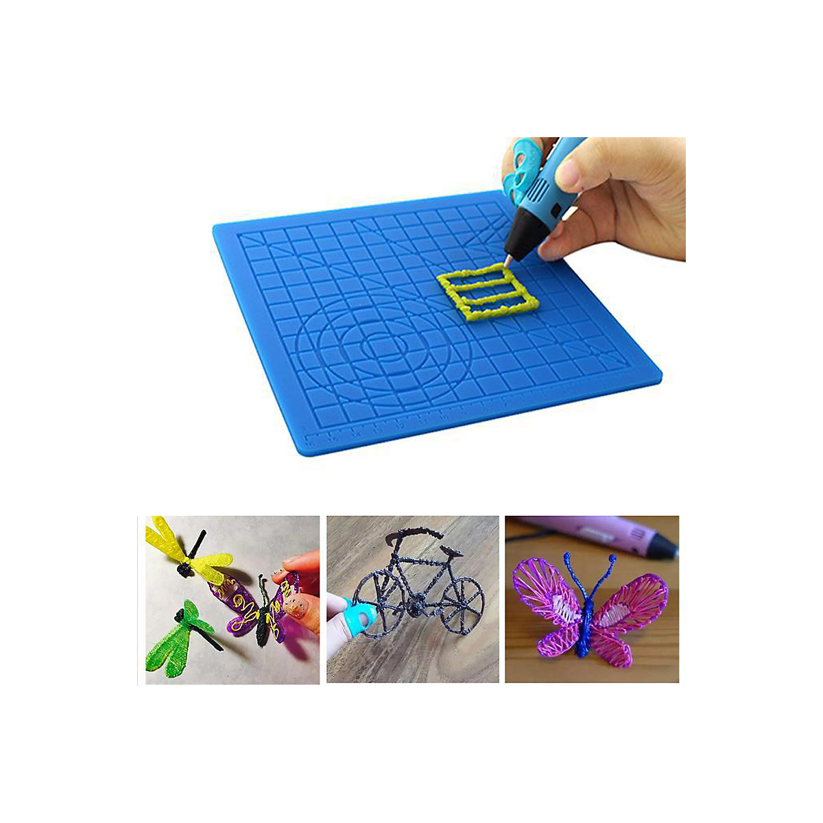 3D Stift Zeichnung Vorlage Geschenk für kinder 3D Druck Stift Silikon Pad mit Grundlegende Vorlage mit 2 Silikon Finger Kappen