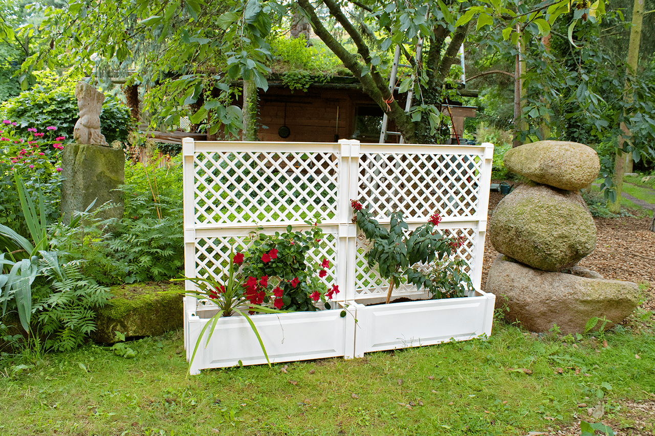 KHW KHW Pflanzkasten groß mit Zentralspalier (2-tlg.) 100 cm weiß - 2er Set