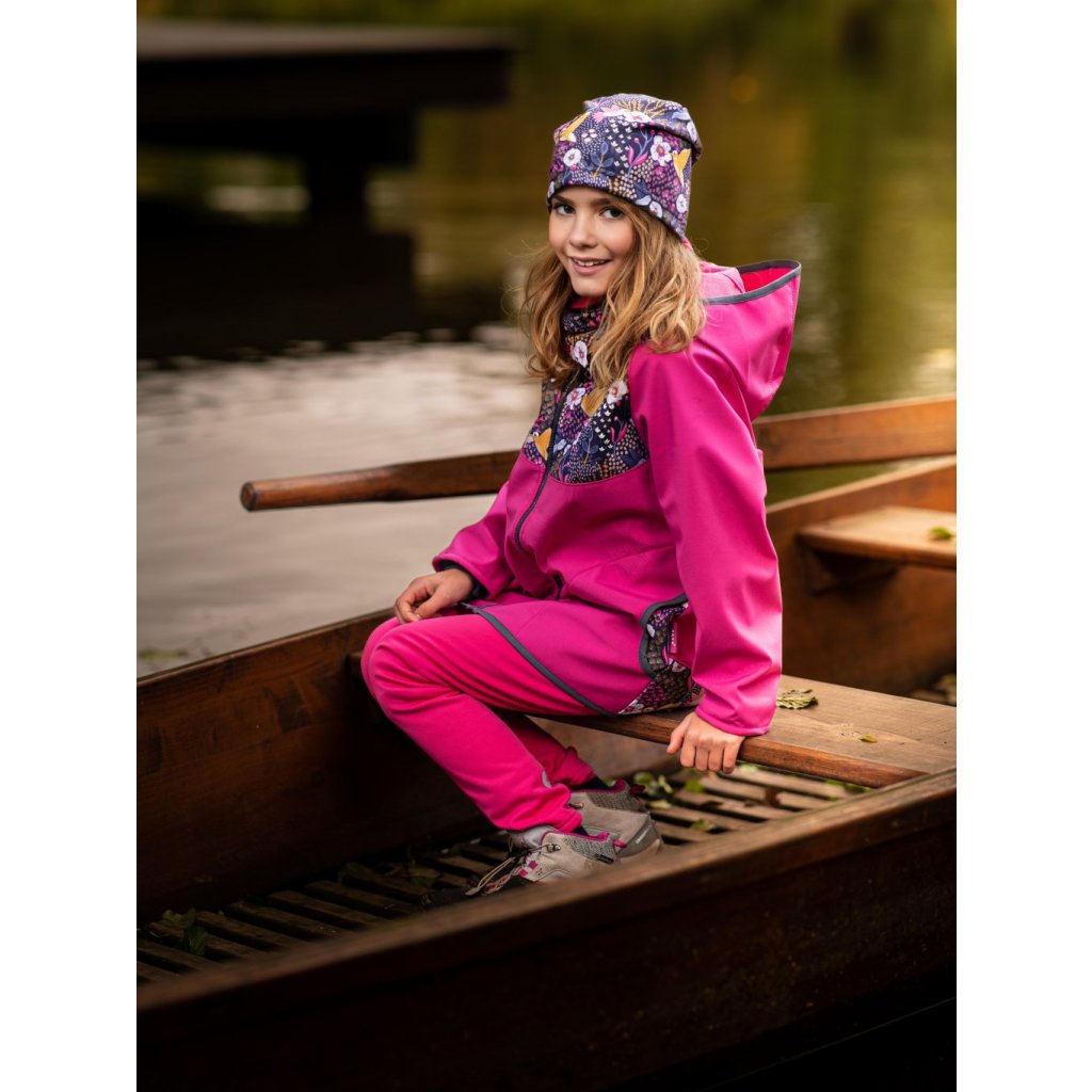 Unuo Kinder-Softshelljacke mit Fleece Kolibri Fuchsia