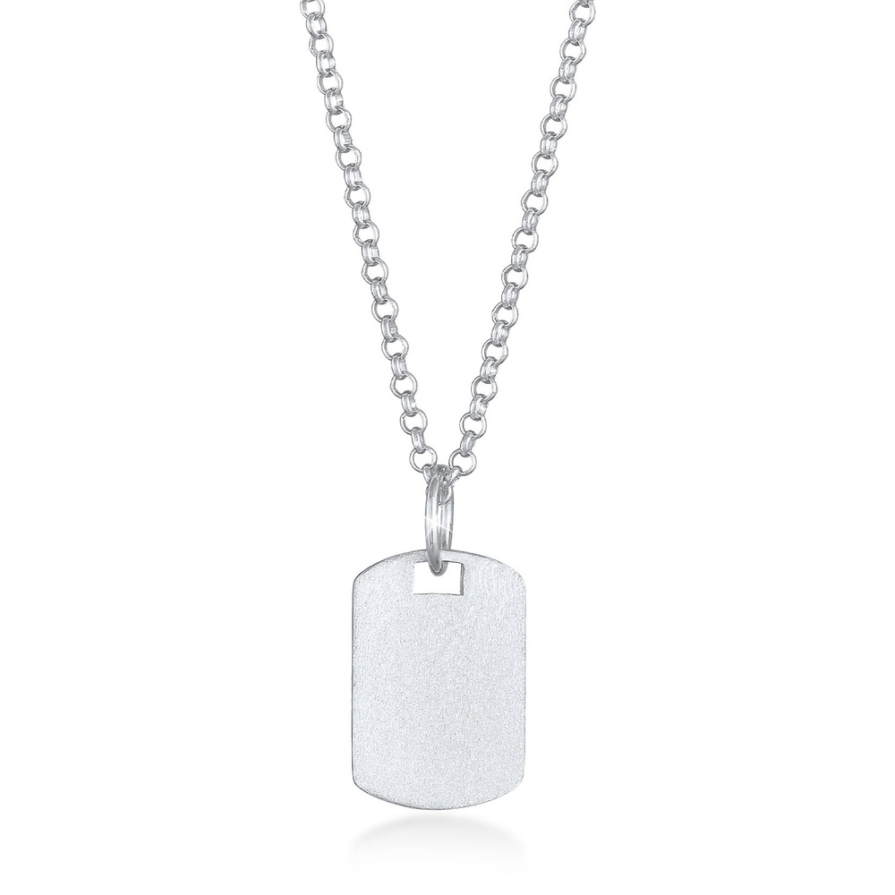 KUZZOI KUZZOI Collier Marke Military Platte Brushed 925 Sterling Silber collier