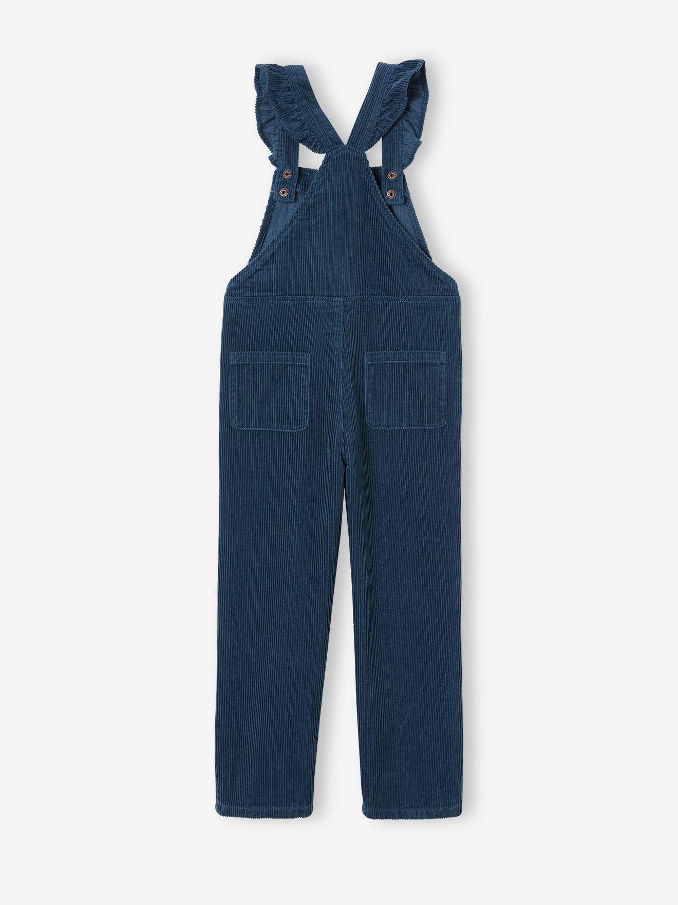 Vertbaudet Mädchen Cord-Latzhose mit Volantträgern - rosenholz