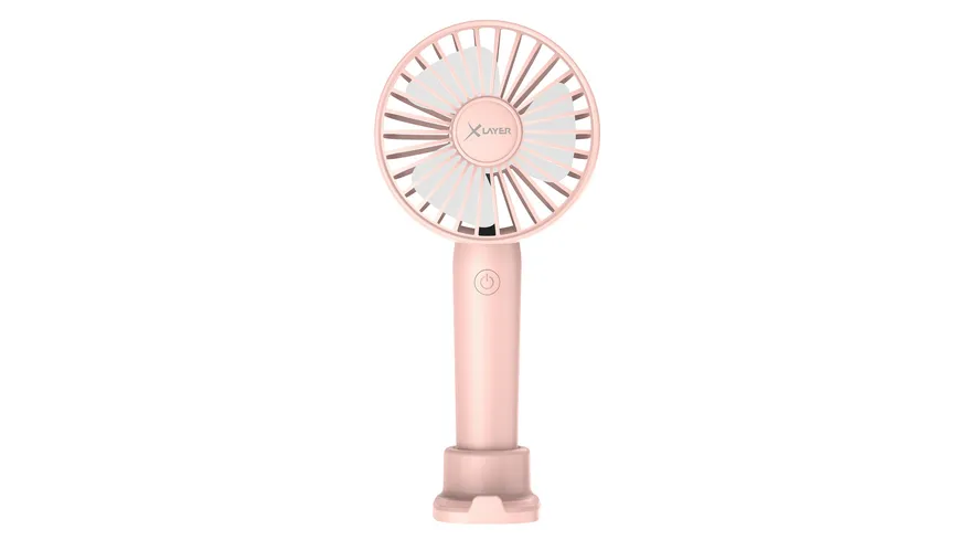 XLayer Tragbarer Handventilator mit Smartphone Halterung 1.200 mAh Pink