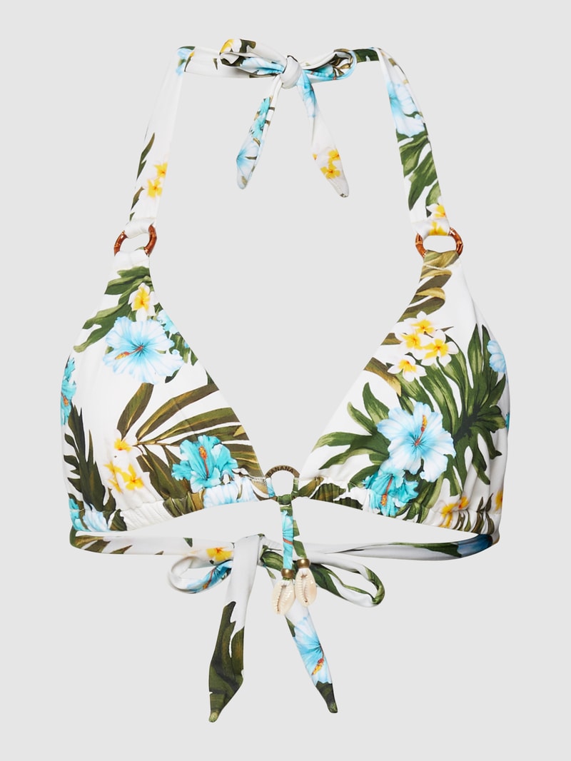 Bikini-Oberteil mit floralem Allover-Muster Modell 'LIKO MAUPITI' in offwhite