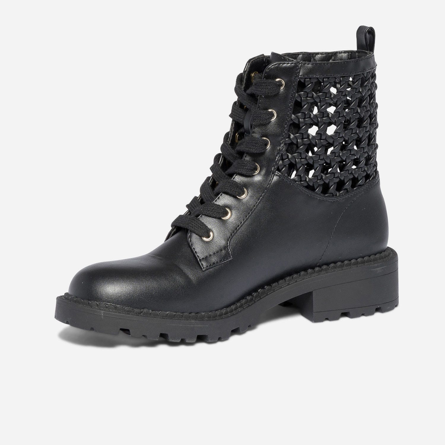Boots à lacet TEXTO noir détail cannage