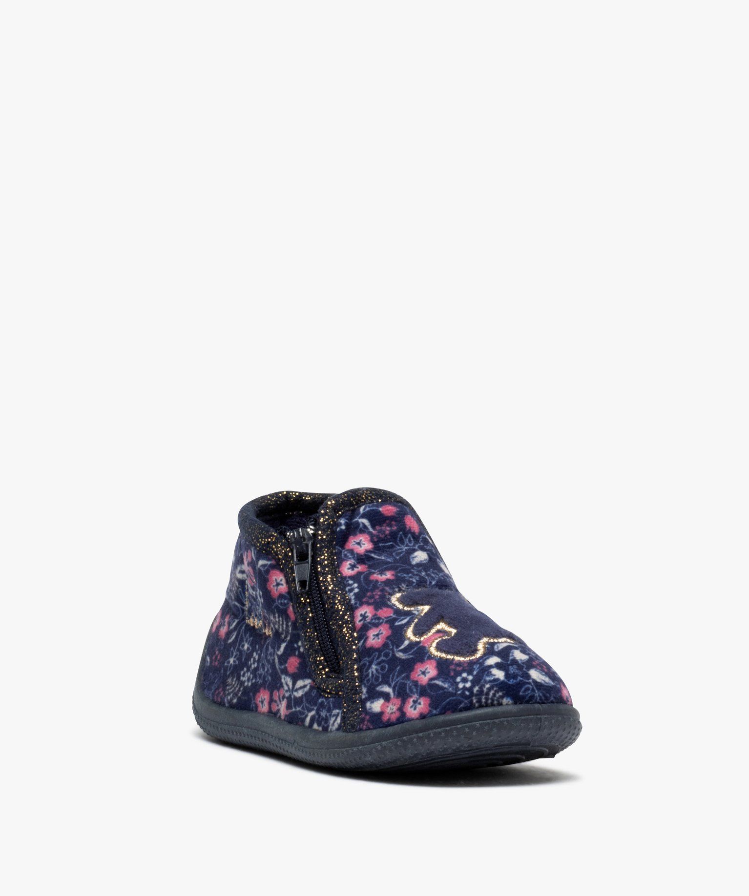 Chaussons bébé fille en velours imprimé fleurs - Lulu Cas... bleu | GEMO