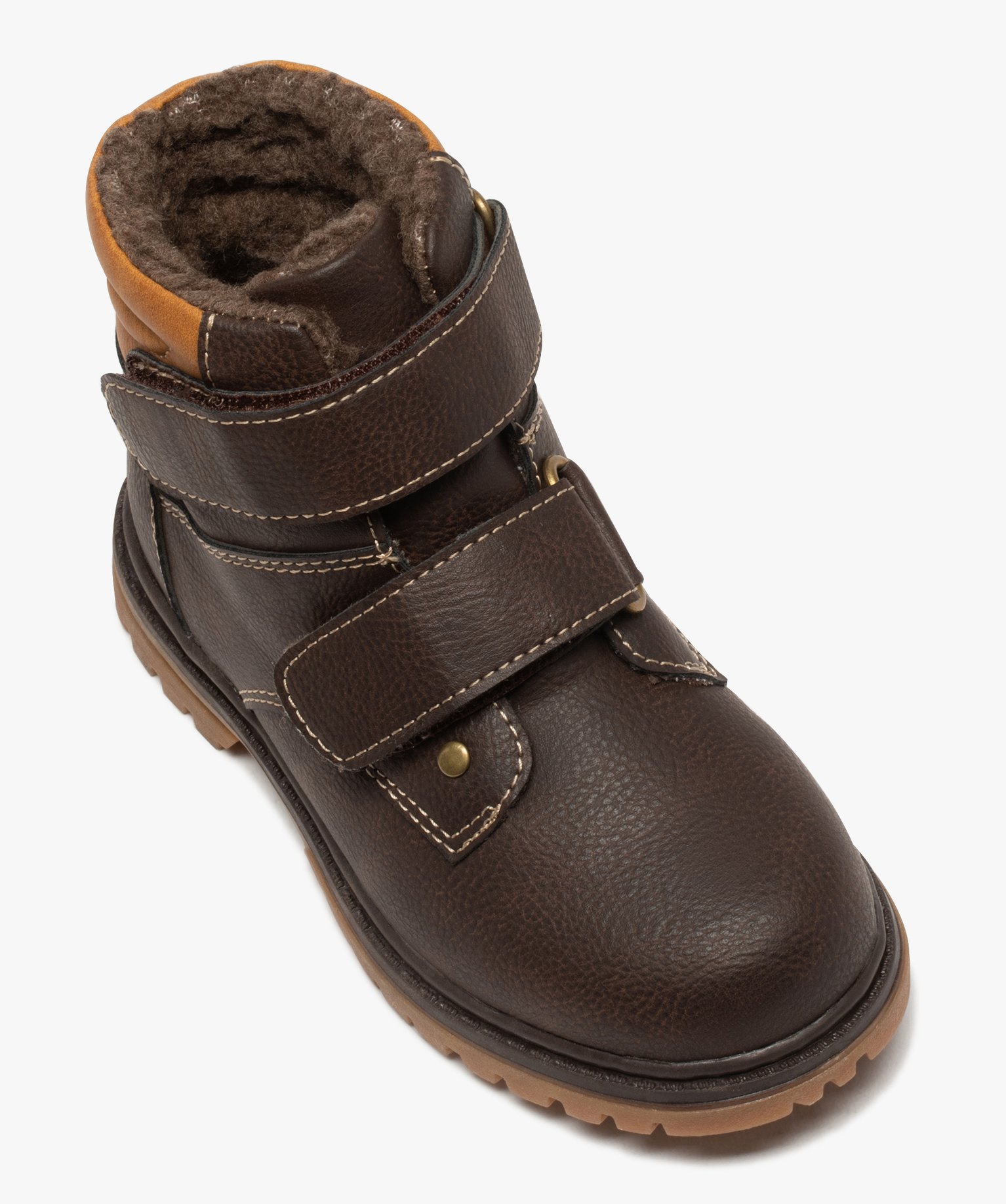 Boots Garçon unis à col rembourré et fermeture scratch | GEMO