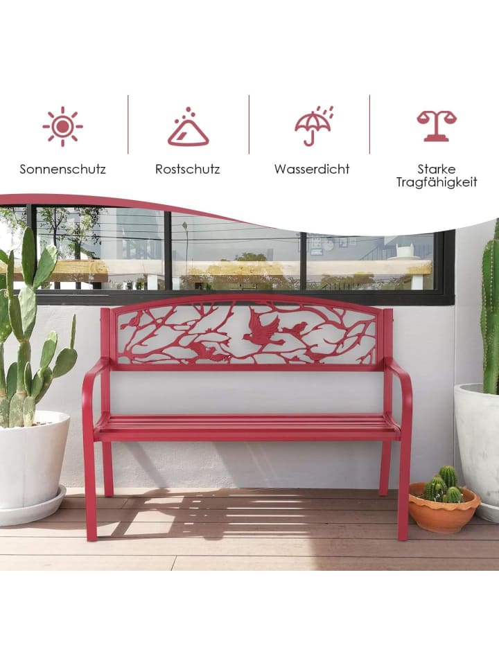COSTWAY Gartenbank Gusseisen in Rot günstig kaufen onesize