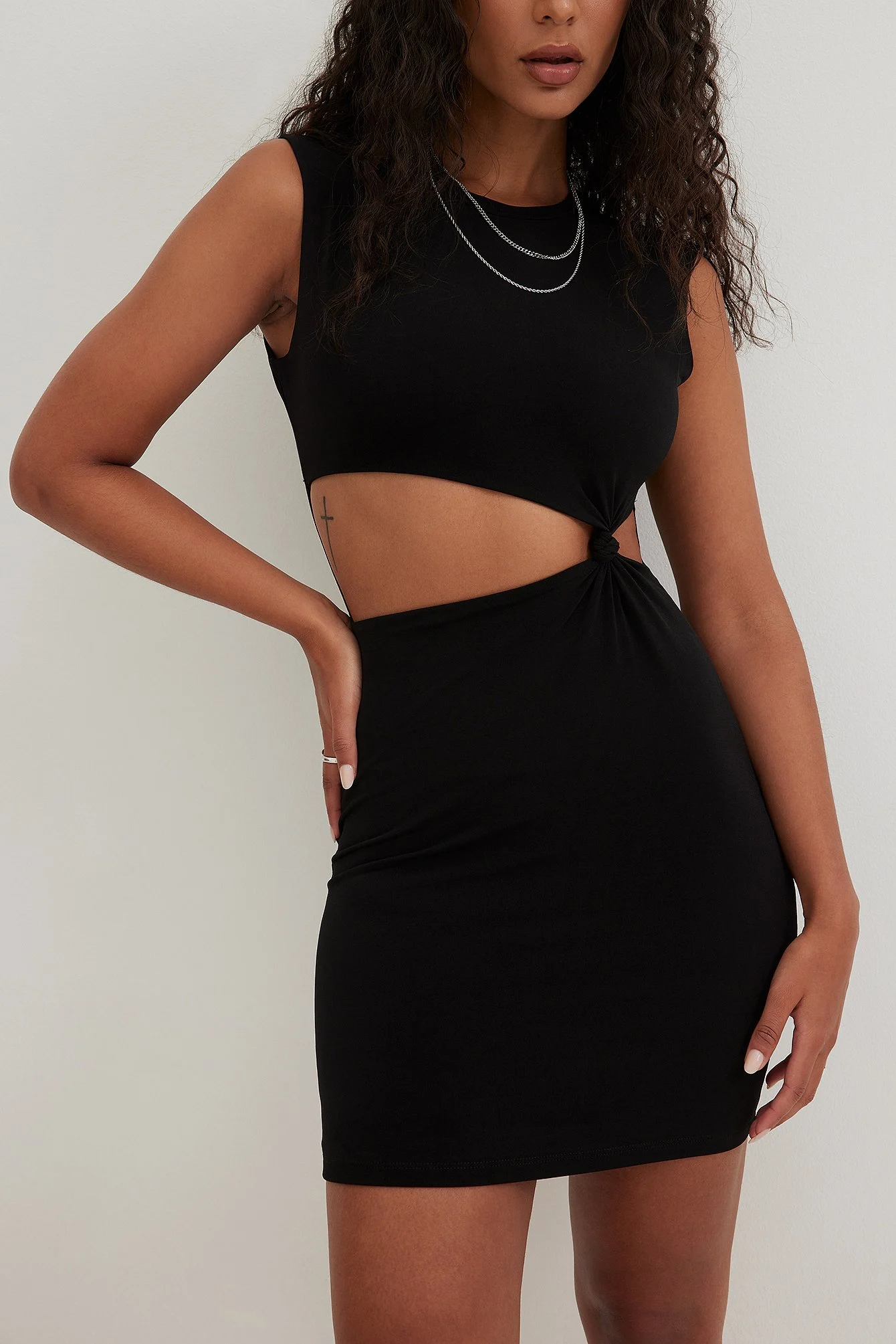 Mini-Jersey-Kleid mit Knotendetail