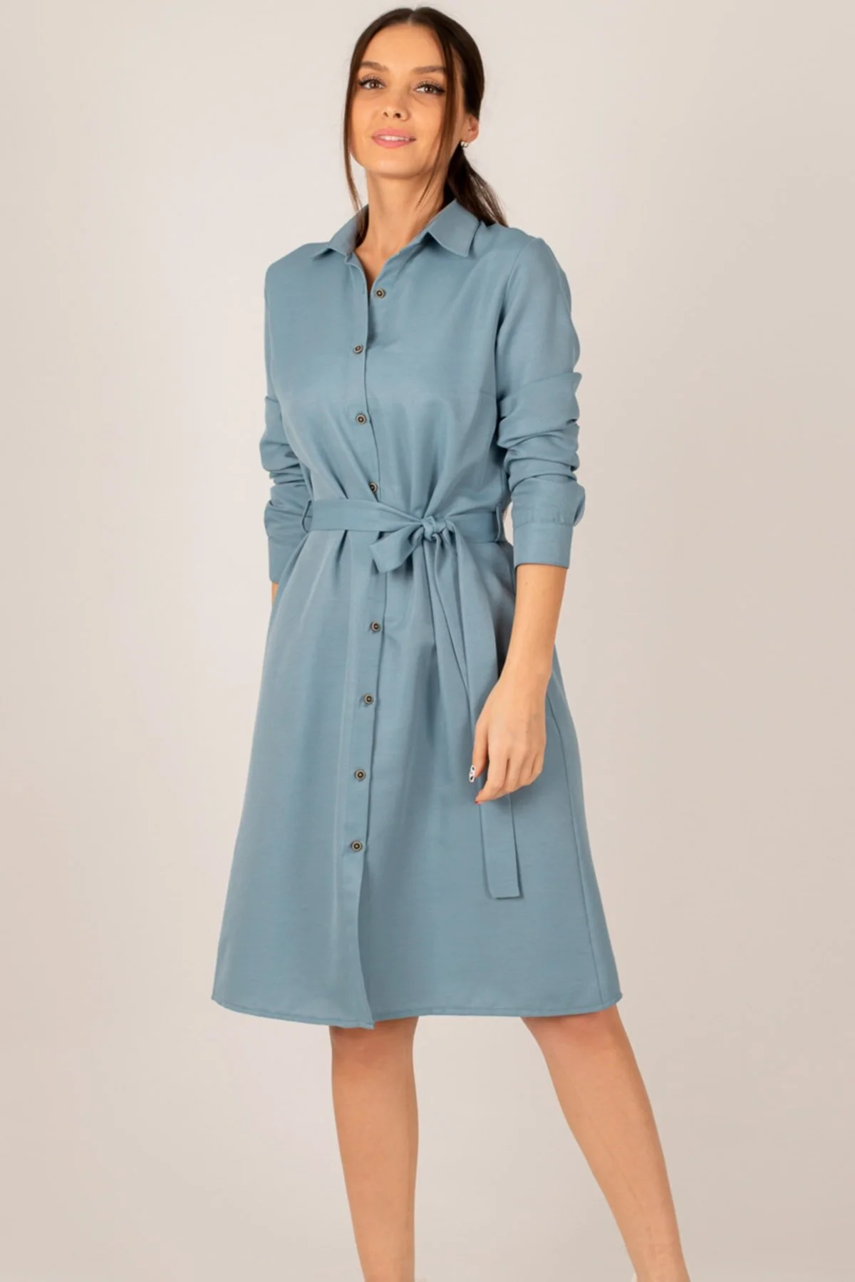 armonika  Langes Indigo-Hemdkleid für Damen ARM-22K001141