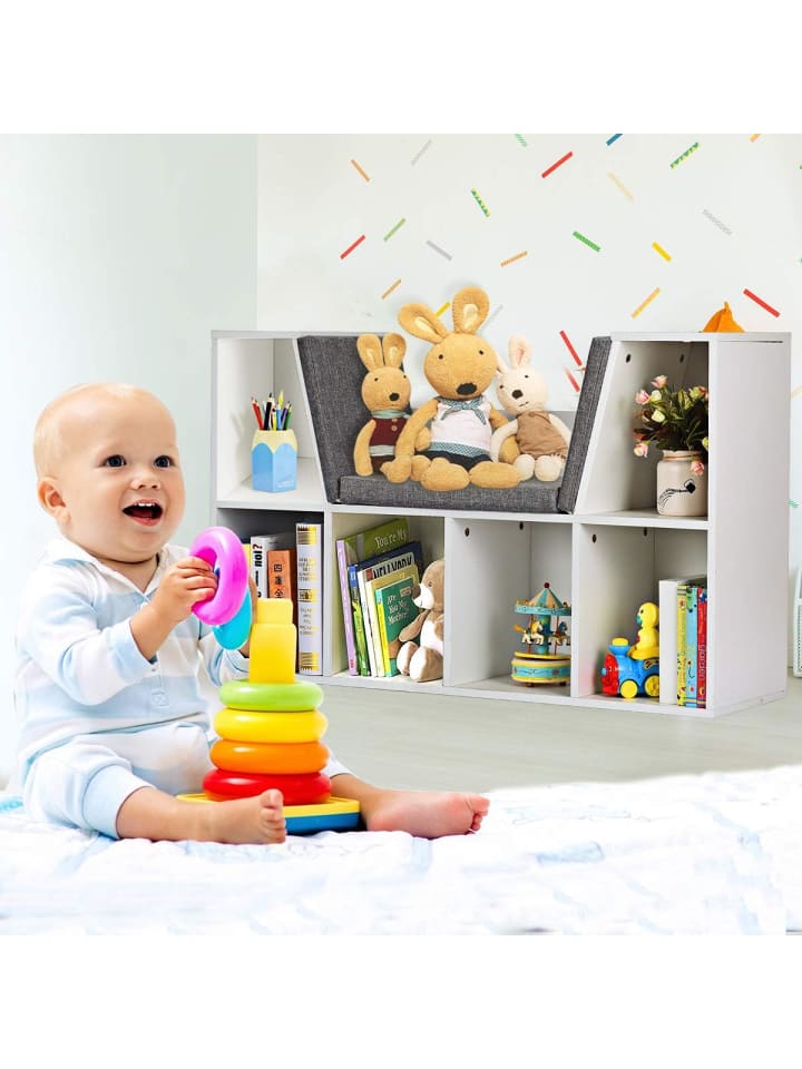 COSTWAY Kinder Bücherregal 103x30x63cm in Weiß günstig kaufen onesize