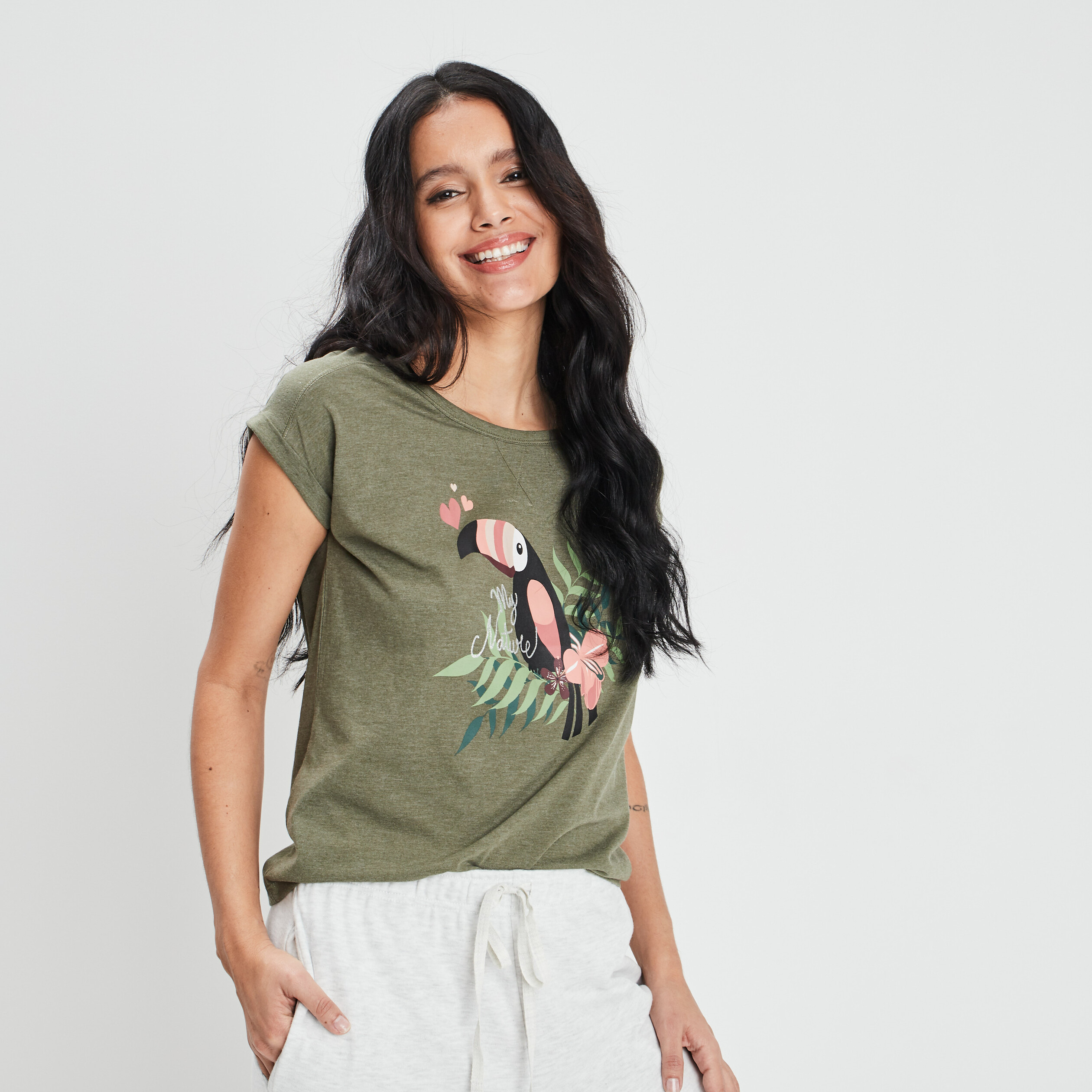 Haut de pyjama vert kaki femme | La Halle