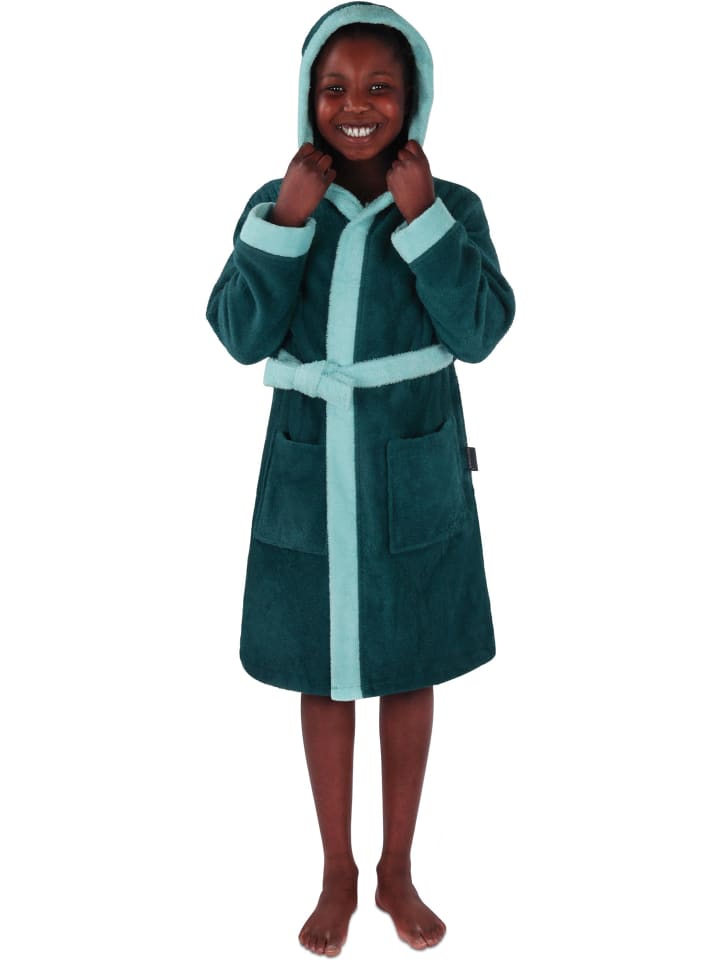 normani Frottee Kinderbademantel aus Bio-Baumwolle in Blau günstig kaufen