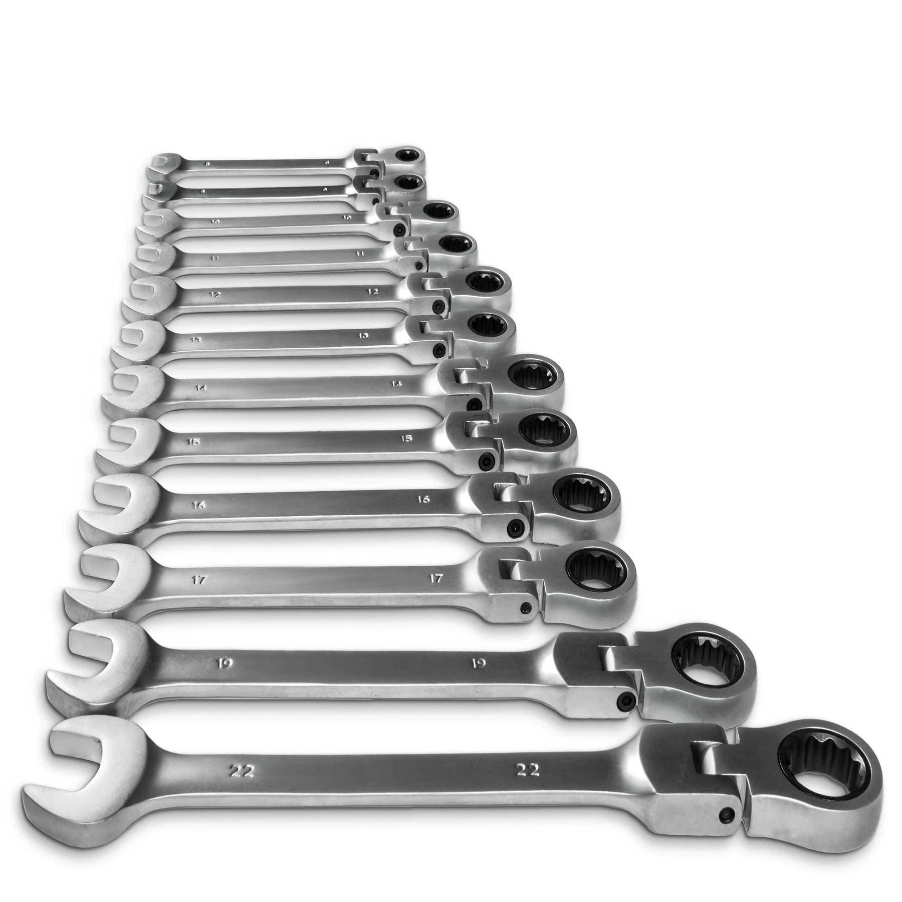 tectake Ratschenringschlüssel Ratschenschlüssel Set mit flexiblen Gelenkköpfen (1 St)