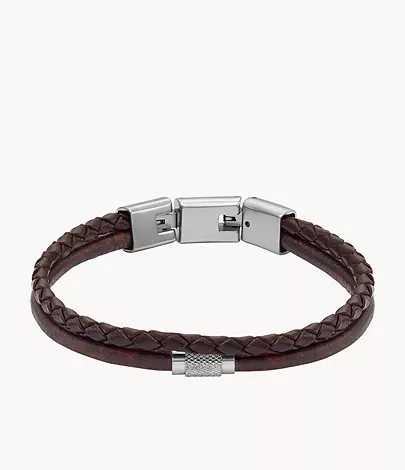 Fossil Armband All Stacked Up mehrreihig Leder braun