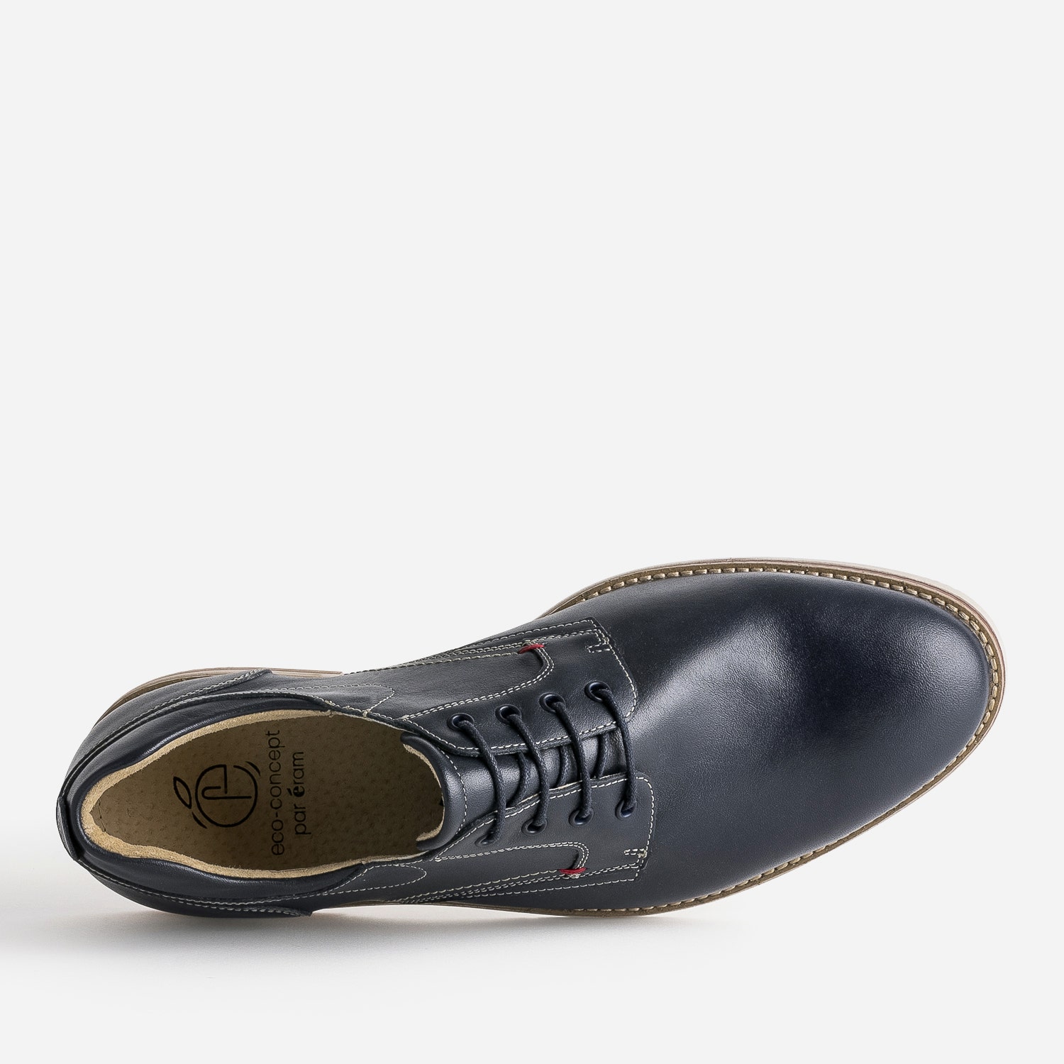 Derby confort marine éco-conçu en cuir