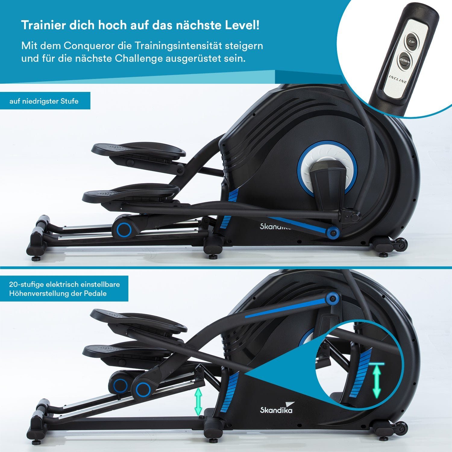 Skandika Crosstrainer CardioCross Carbon Conqueror, Premium Ellipsentrainer, 25kg Schwungmasse