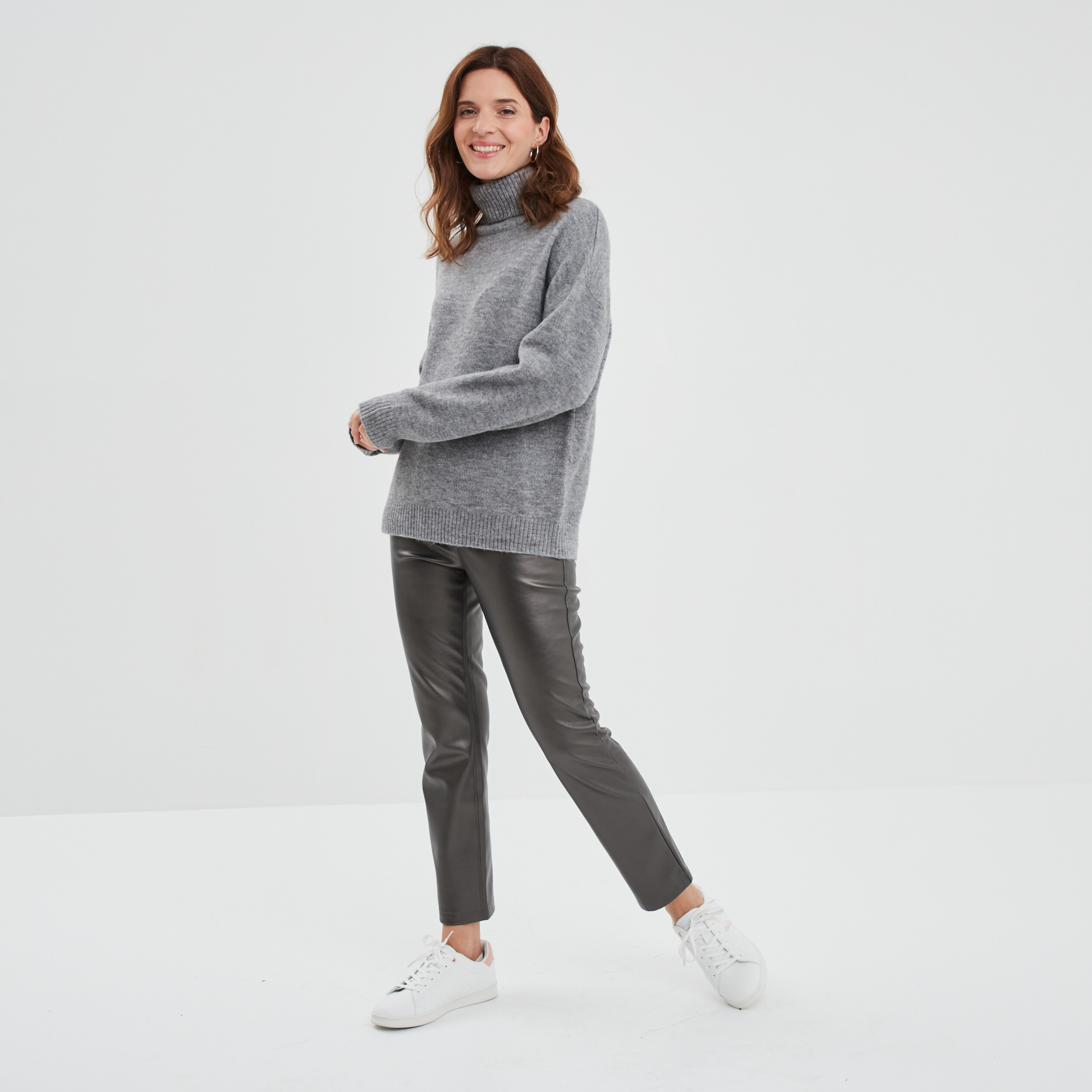 Pantalon simili cuir métallisé Liberto gris argent femme | La Halle
