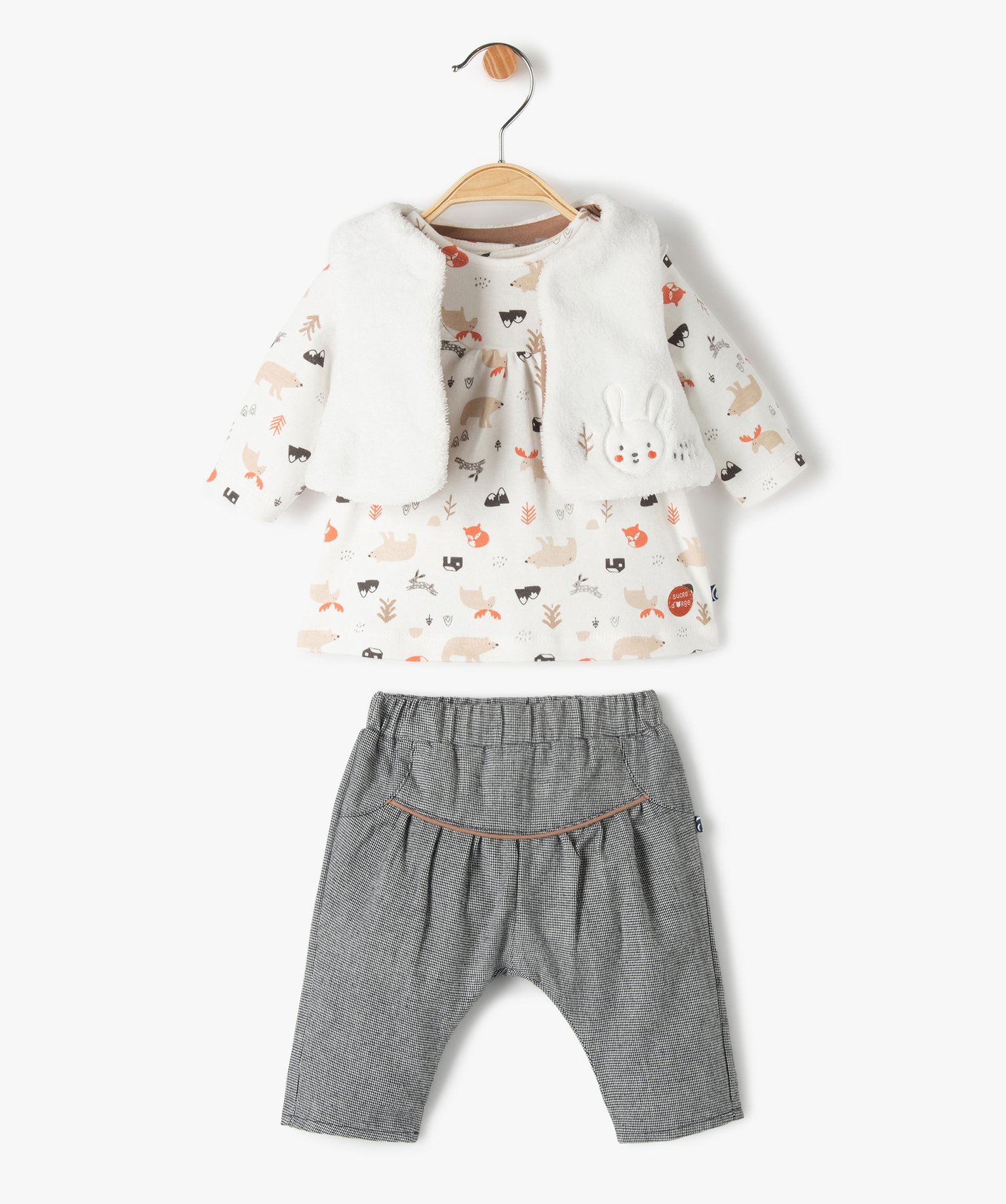 Ensemble bébé fille 3 pièces : tee-shirt + gilet + pantal... | GEMO
