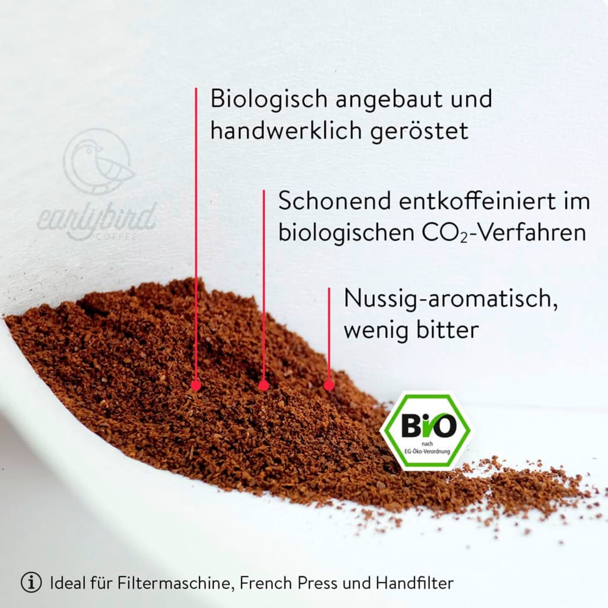 Kaffee, gemahlen, entkoffeiniert, 250 g