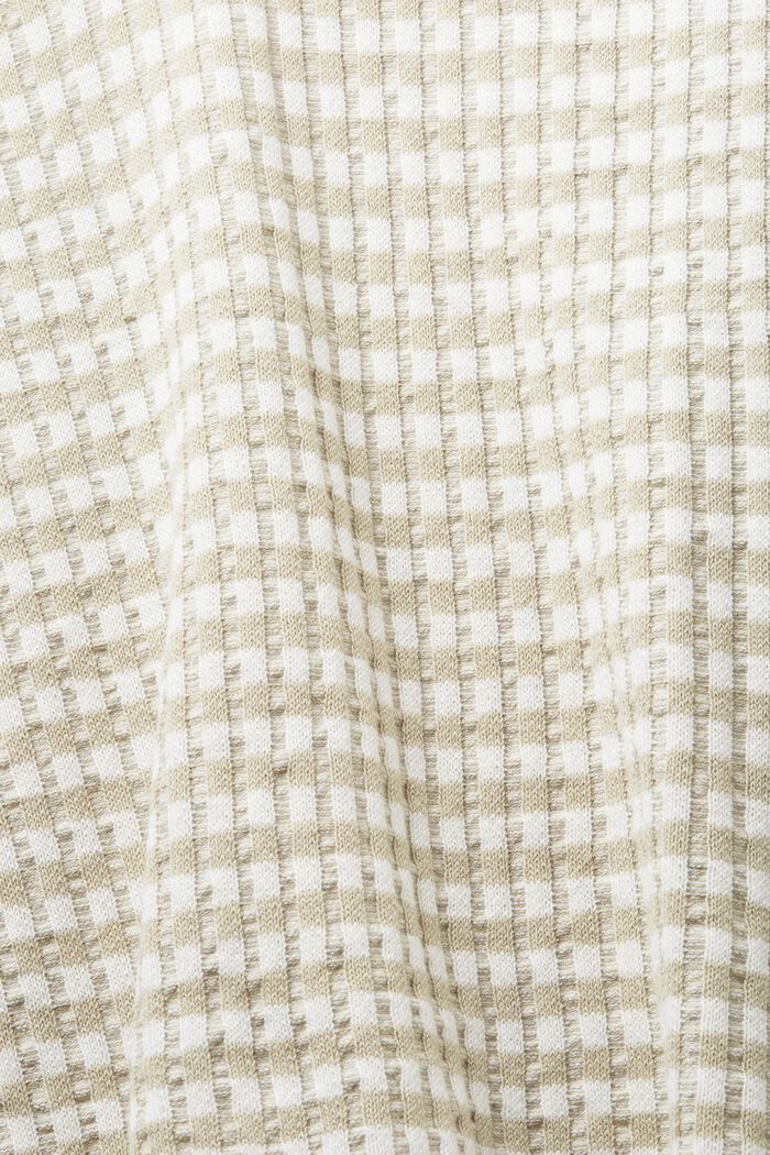 Gerippter Kurzarm-Pullover mit Streifen