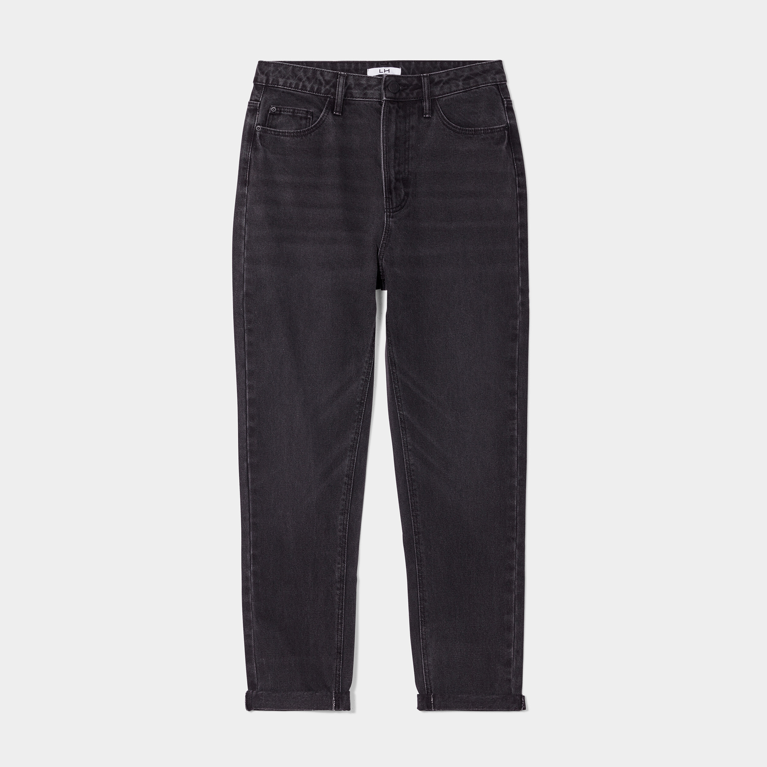 Jeans mom taille haute 7 8ème coton denim noir femme | La Halle