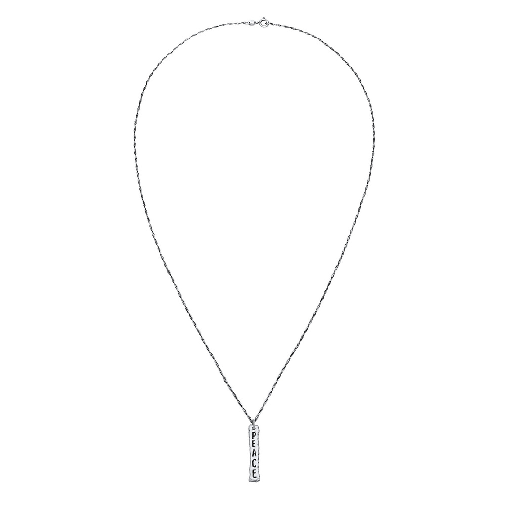 KUZZOI KUZZOI Collier Hommes Pendentif bâton de paix en argent sterling 925 collier