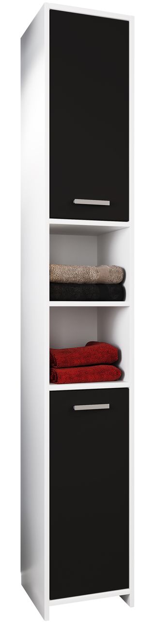 VCM Hochschrank mit 2 offene Regalfächer Zalo L Weiß/Schwarz