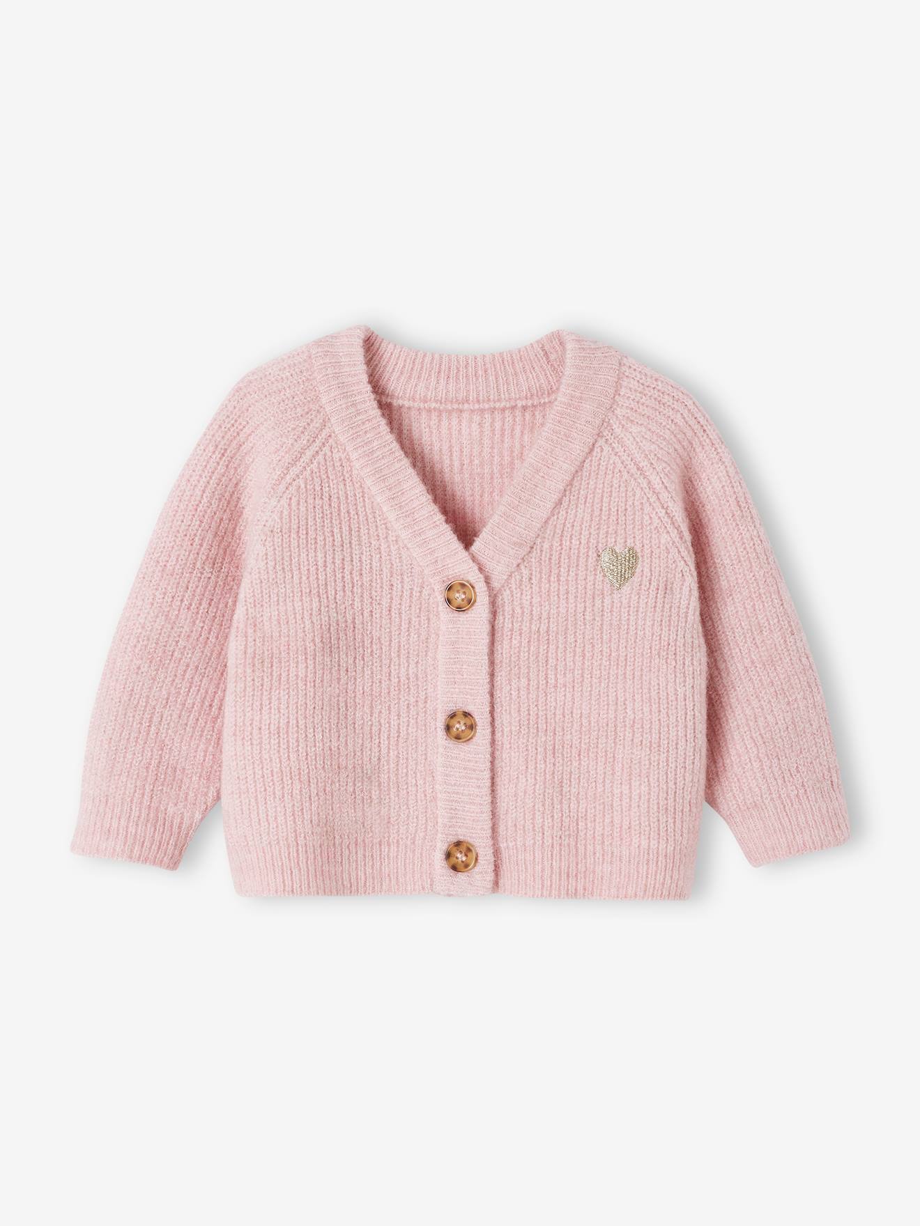 Gilet bébé en côtes perlées lilas