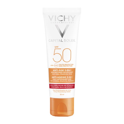 Vichy Capital Soleil krema proti staranju 3 v 1 z zaščitnim faktorjem 50 50 ml