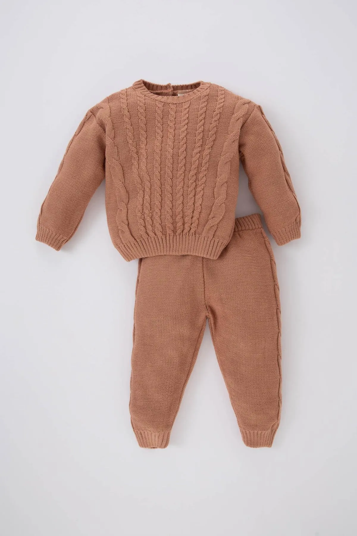 DeFacto  Strickwaren-Set mit Rundhalsausschnitt, Pullover und Unterteil für Babys, Mädchen, 2-teilig