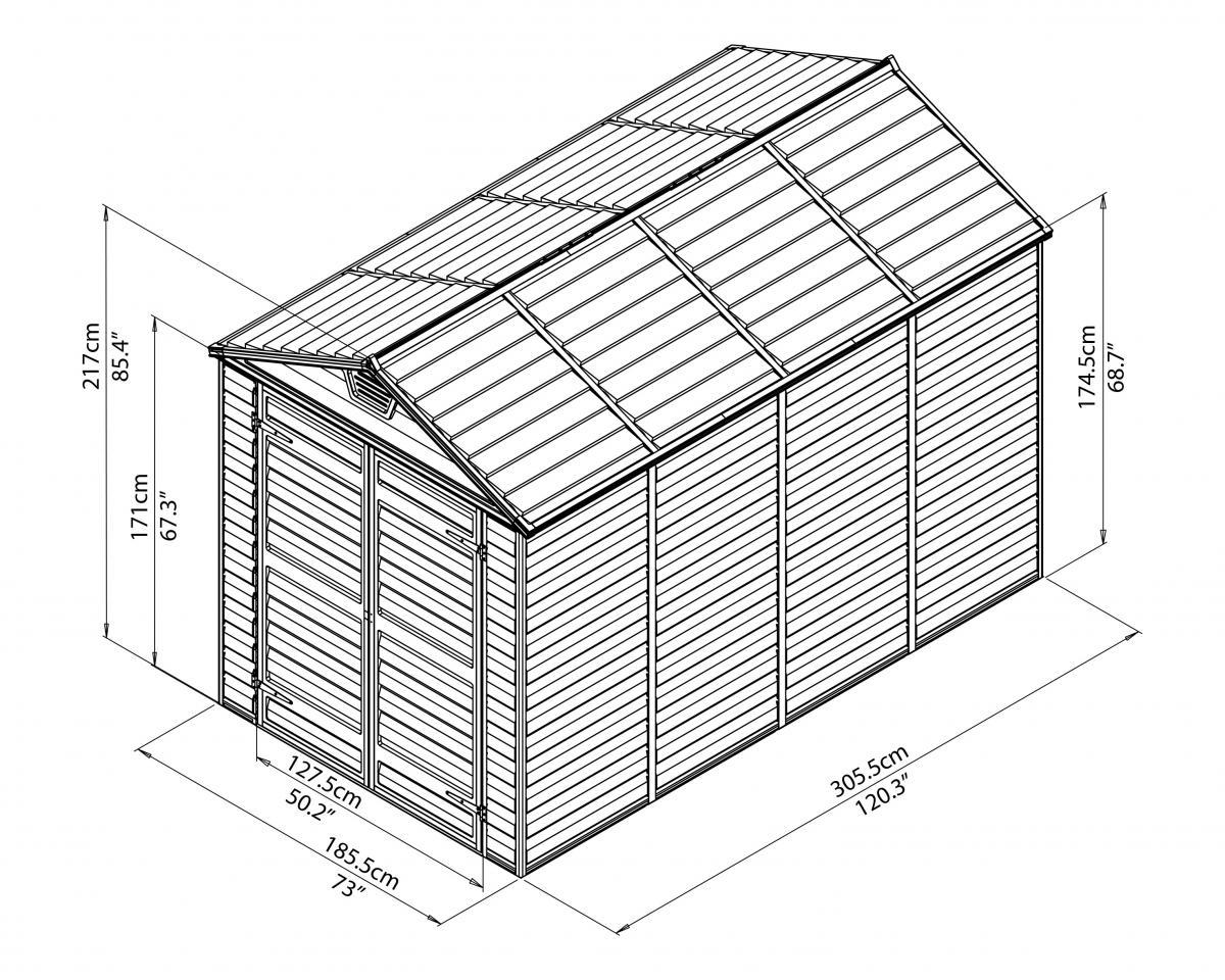 Canopia by Palram Geräteschuppen 6X10 SKYLIGHT Shed Dark Grey/Anthracite   2 x Regal