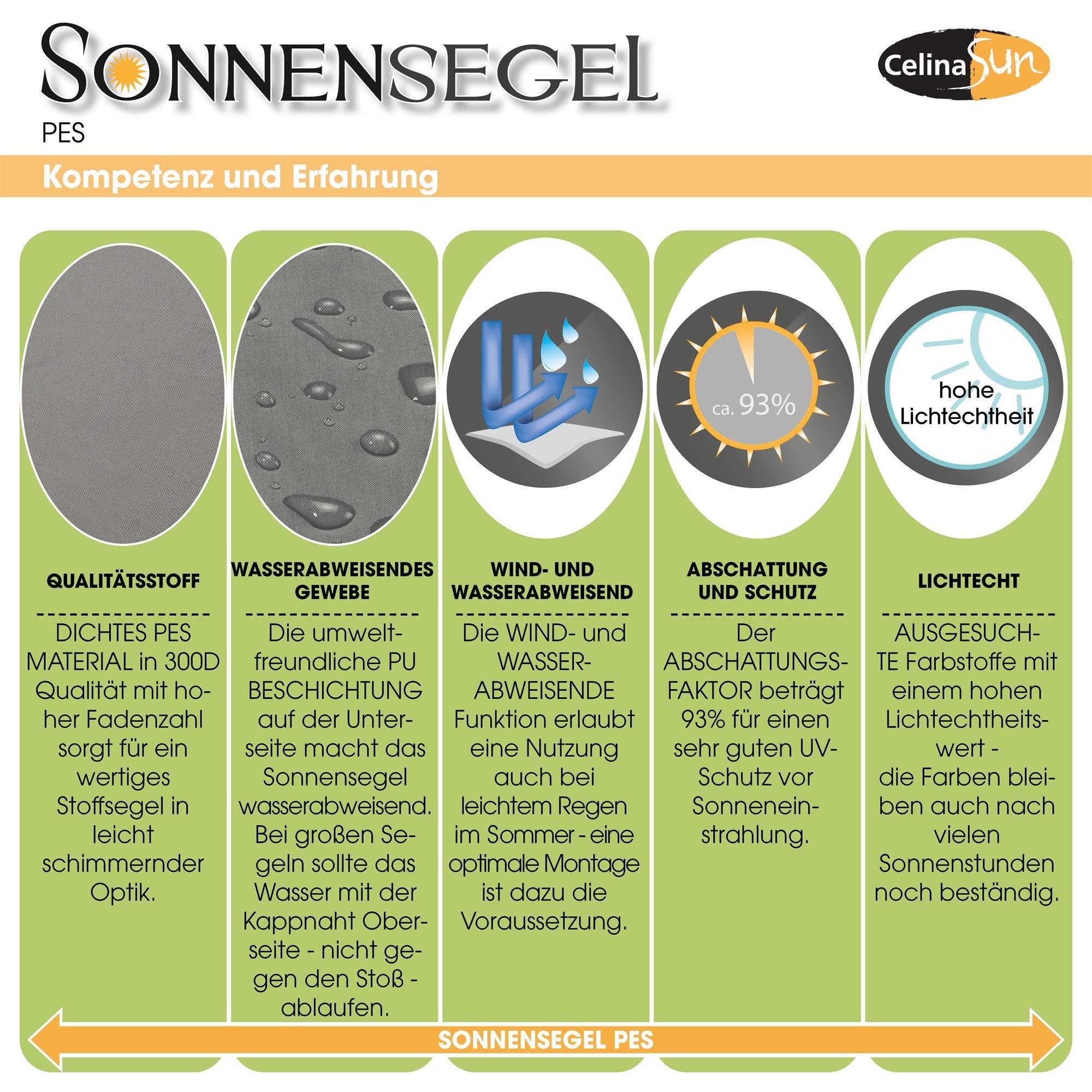 CelinaSun Sonnensegel Sonnenschutz Tarp PES wasserabweisend Dreieck 2,5x2,5x3,5m weiß