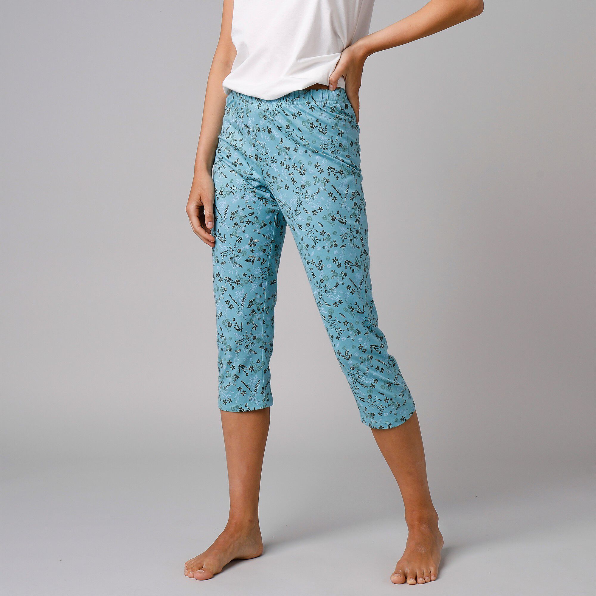 Pantacourt de pyjama imprimé fleurs