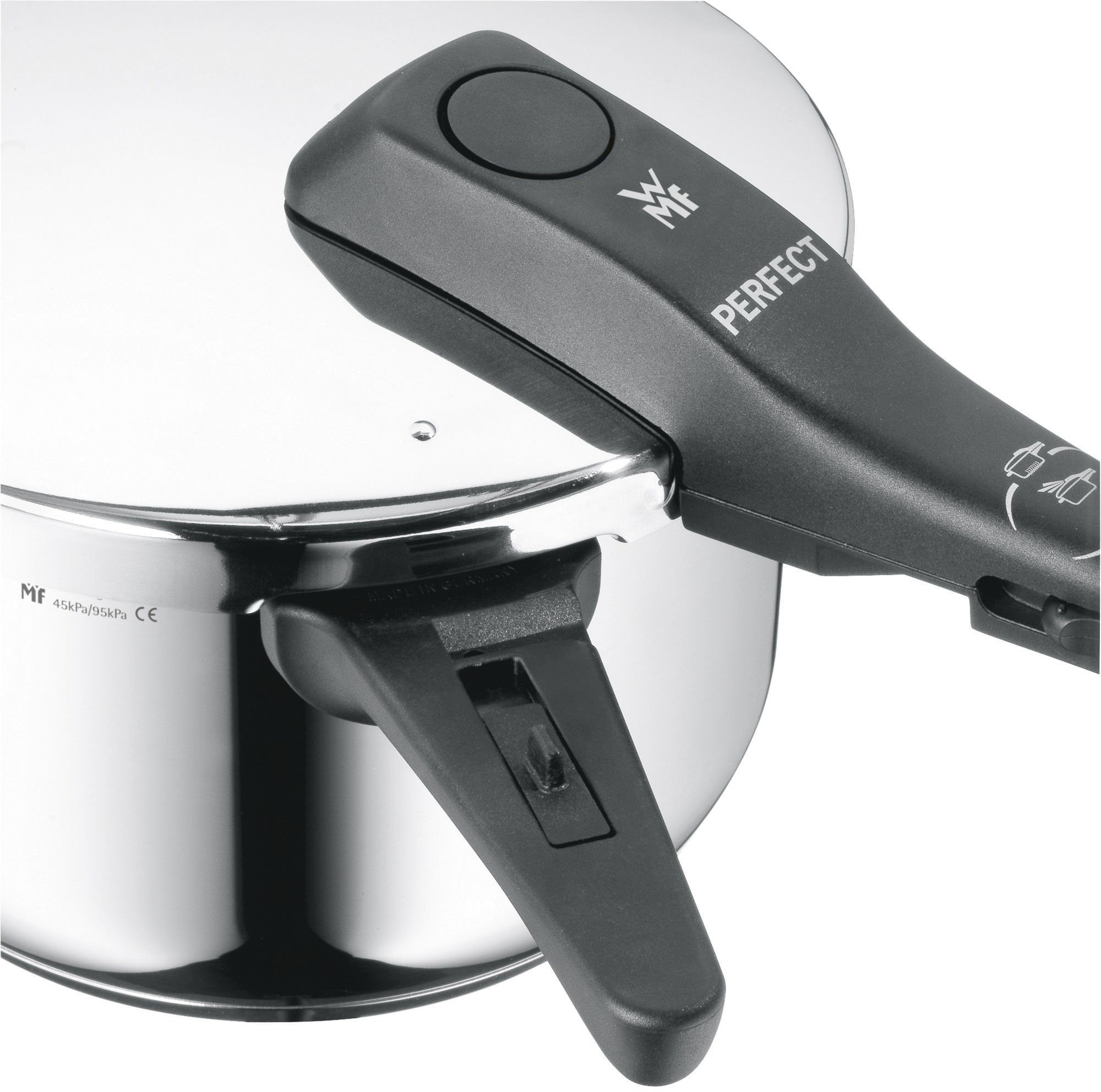 WMF Schnellkochtopf Perfect RDS, Cromargan® Edelstahl Rostfrei 18/10, Dampfkochtopf mit abnehmbarem Deckelgriff, Induktion
