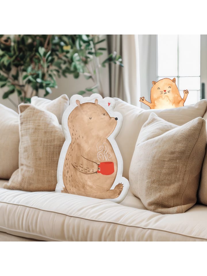 Mr. & Mrs. Panda Kissen Kuscheltier Bär Morgenkaffee ohne Spruch in Weiß günstig kaufen