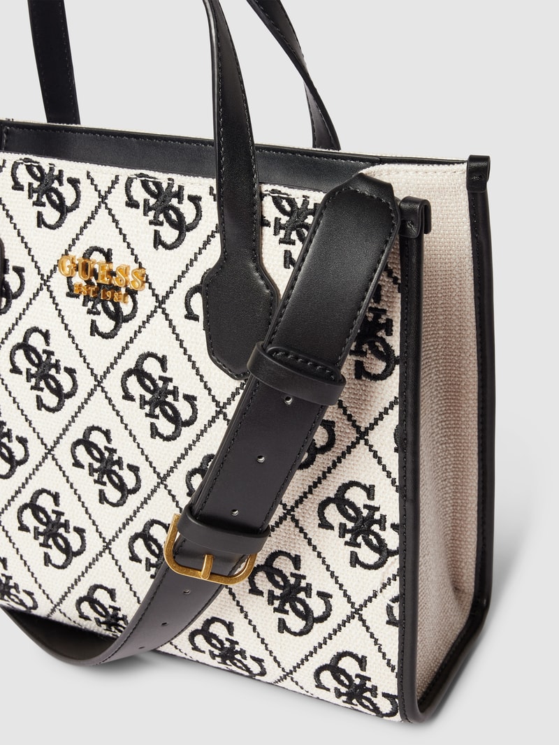 Tote Bag mit Allover-Logo Modell 'SILVANA' in schwarz