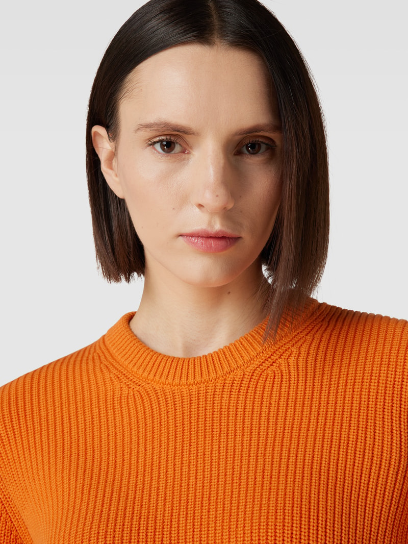 Strickpullover mit Rundhalsausschnitt in orange