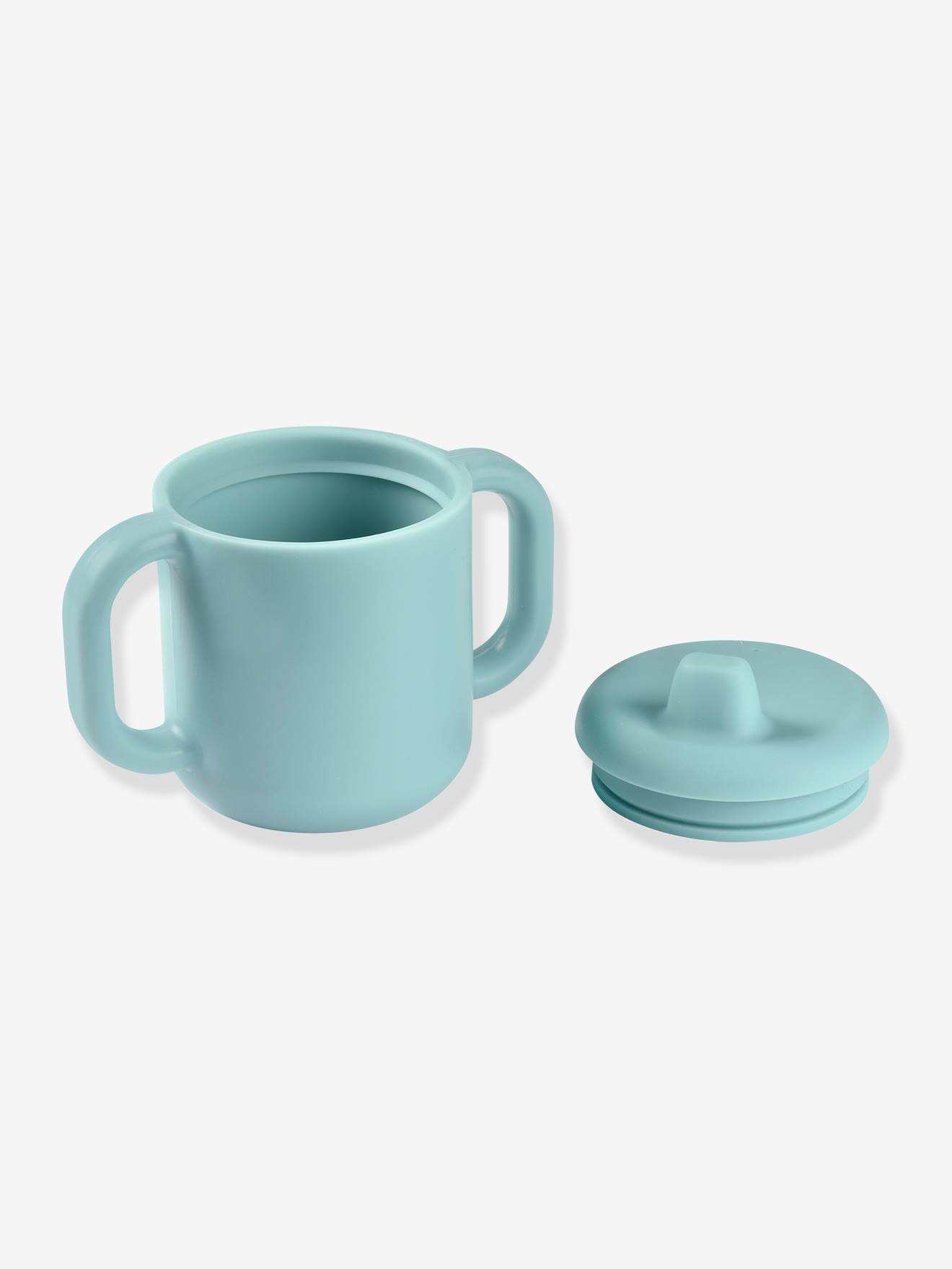 Tasse d'apprentissage BEABA en silicone bleu