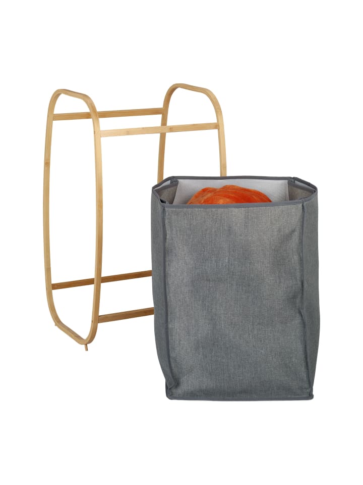 relaxdays Wäschekorb in Grau/ Natur - (B)44 x (H)80 x (T)43 cm günstig kaufen onesize