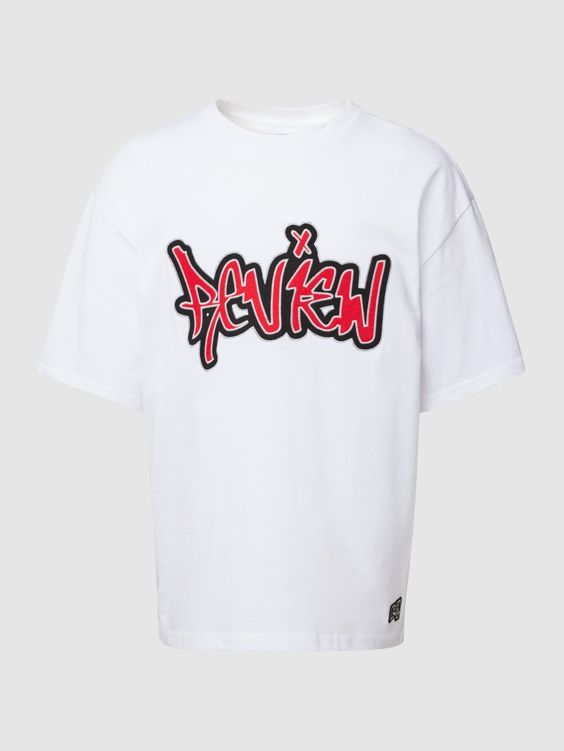 T-Shirt mit Label-Print in weiß