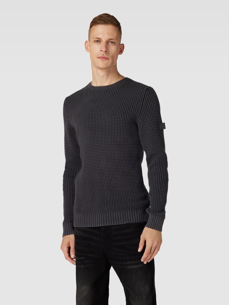 Strickpullover mit Label-Detail Modell 'Hadriano' in schwarz