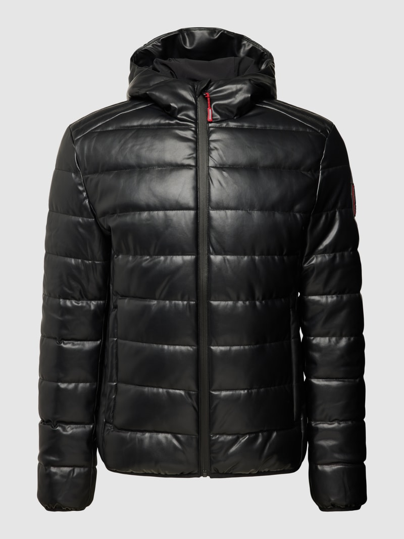 Steppjacke in Leder-Optik in schwarz