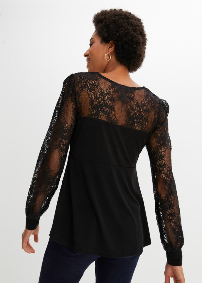 Langarmshirt mit Spitze