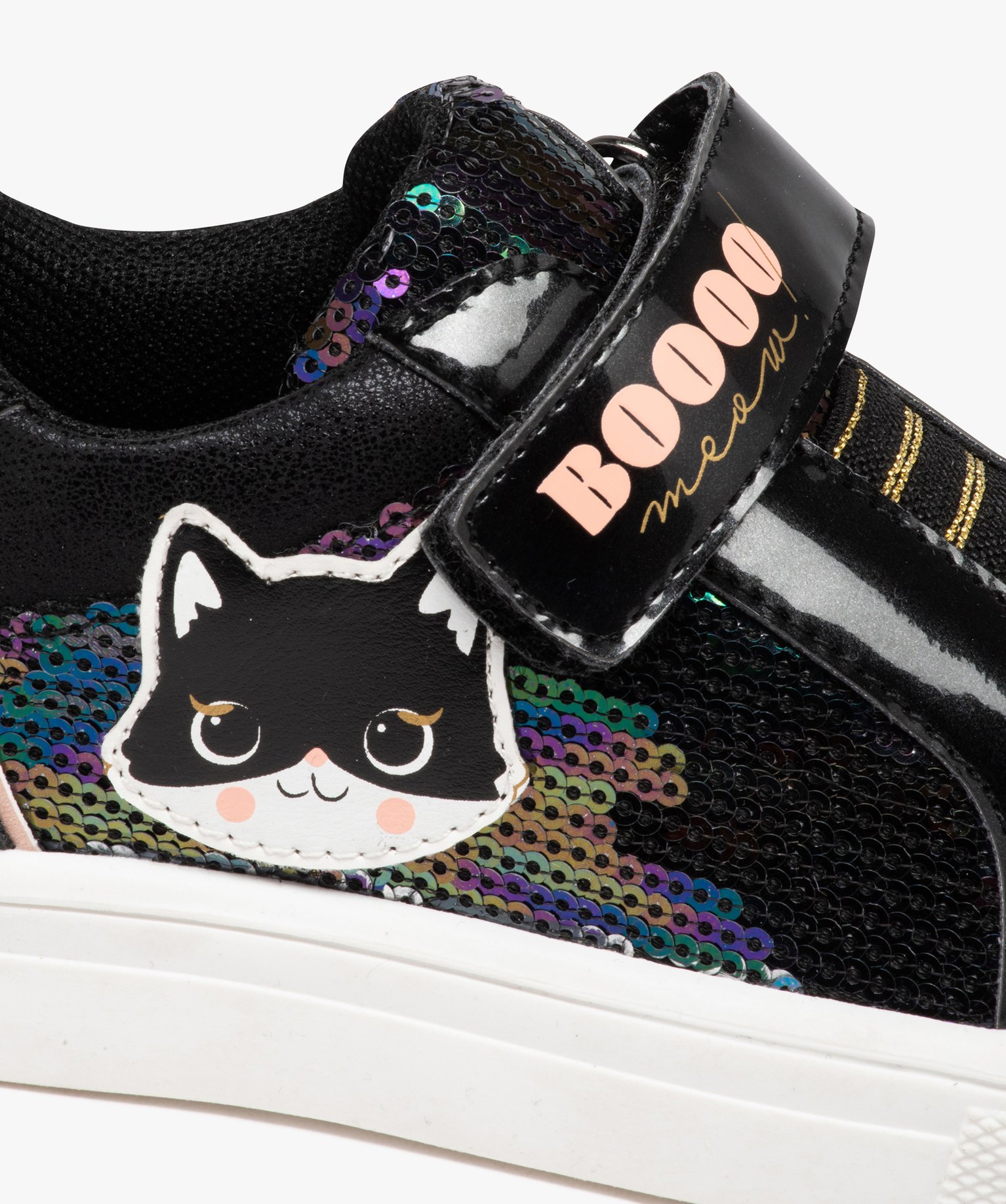 Baskets fille à strass sans lacets noir | GEMO